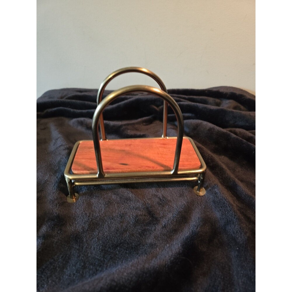 A HEARTH & HAND with Magnolia Collection - Brass/Wood Footed Napkin Holder
